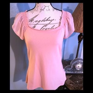 Express pink top sheer cap sleeve